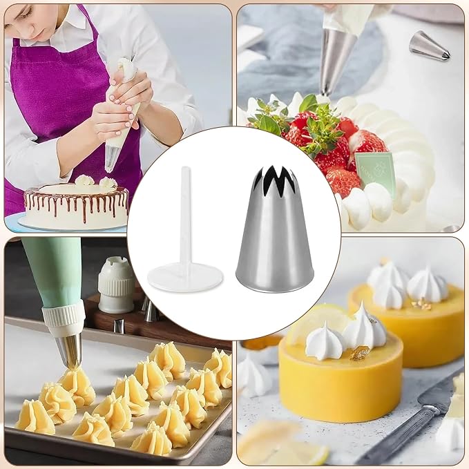 Piping Tip Organizer, Equipped with 200 Pcs of Cake Flower Nails, Holds 60 Piping Tips, Cake Decorating Tools, Baking Tools, Cake Decorating Tips Storage Box Made with Wood, Piping Tip Sold Separately