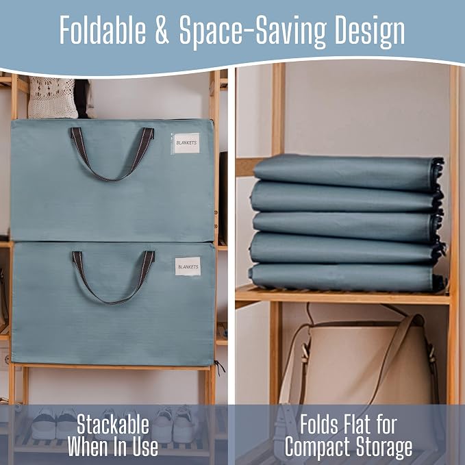 VENO 6 Pack Extra Large Heavy Duty Moving Bags with Wide Opening & Reinforced Handles, Reusable Storage Tote Bags with Strong Zippers for Clothes, College Dorm Essentials & Moving Supplies