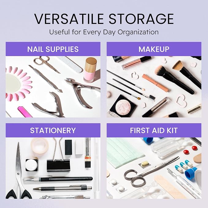 Beauticom Personal Box Storage Case for Professional Manicurist Nails Pedicure (Large Size) (4 Pieces Mix Color, Mix Color: Pink, Blue, Frosted, Purple)
