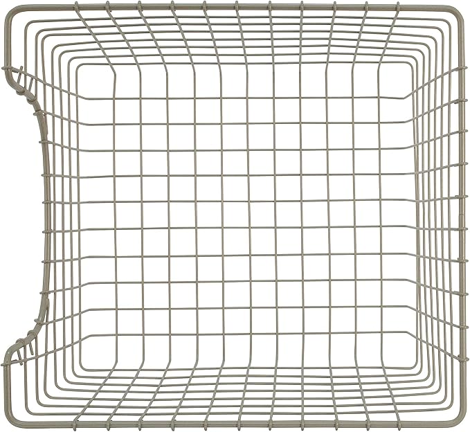 Spectrum Wire Scoop Basket Storage Bin Satin Nickel Nesting Metal Baskets Pack of 2 for Kitchen Pantry Closet Bathroom Garage Organization, Heavy Duty Wire Basket Organizer for Storage Decor