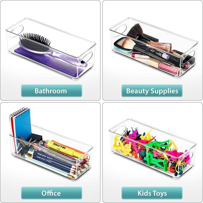 Sorbus Stackable Refrigerator Organizer Bins - Clear Storage Bins for Kitchen Pantry, Freezer & Fridge Organization - Food Organizing Plastic Containers with Handles for Countertops & Drawers (2 Pack)