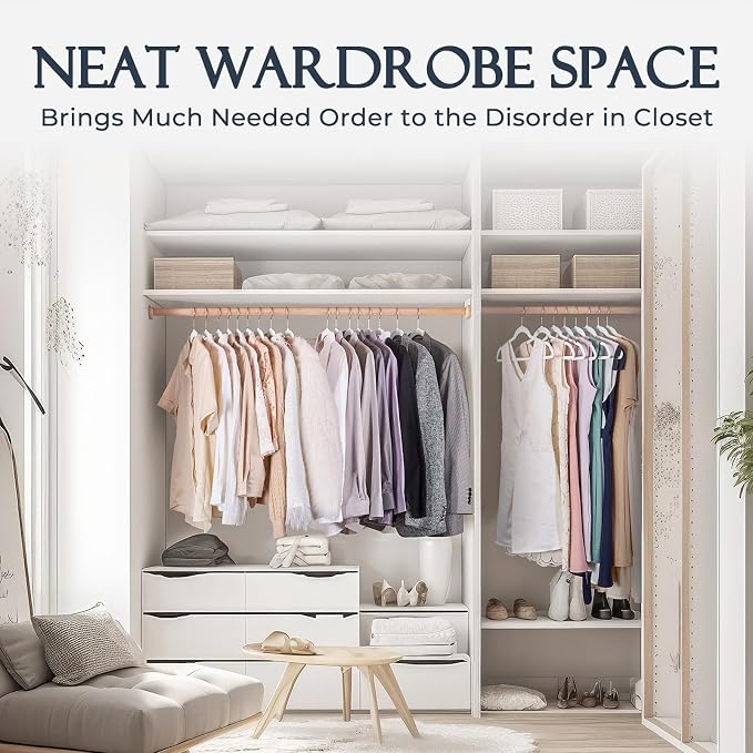 HOUSE DAY White Velvet Hangers 60 Pack, Premium Non-Slip Felt Clothes, Sturdy Heavy Duty Coat, Durable Hangers for Suits, Space Saving with No Hanger Mark, 360° Swivel Rotating Rose Gold Hook