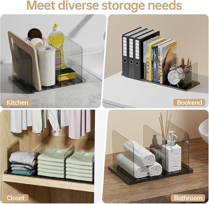PAVSTINE 2 Pack Adjustable Purse Organizer, Stackable Closet Storage, Black | Adjustable Dividers, Clear Acrylic Handbag Storage Shelf, Keeps Bags & Clutches Upright, Stackable to Save Space, for Bedroom