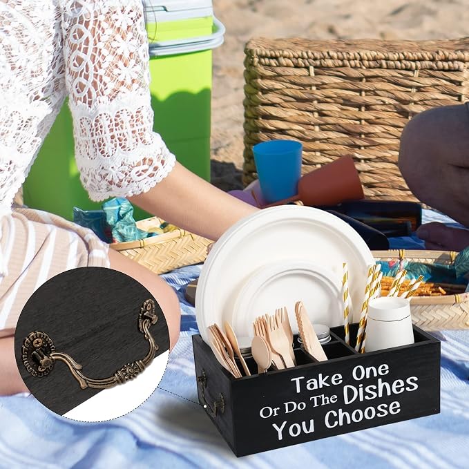 Small Paper Plate Holder,Utensil Caddy Organizer for Countertop
