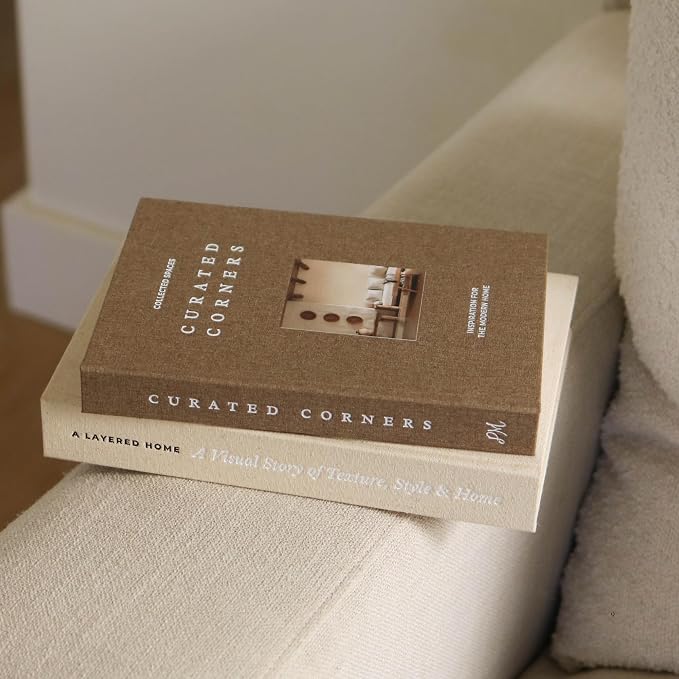 Decorative Books for Home Decor - 2 Linen Fake Books for Decorating Bookshelf, Coffee Table, Shelves - Faux Book Box for Hidden Storage and Decoration - Modern Neutral Design Fits Any Home Aesthetic