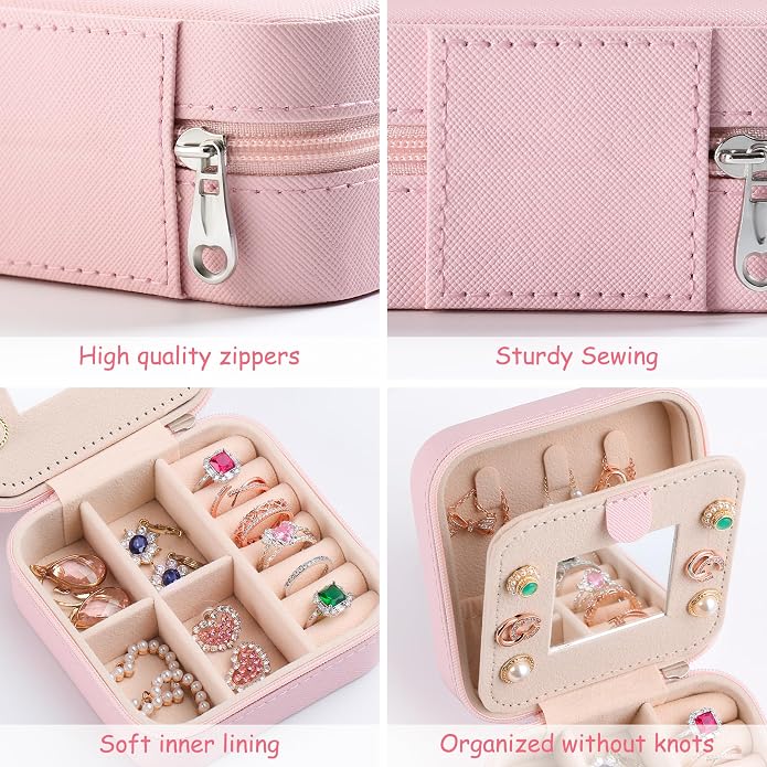 AYGXU Travel Jewelry Box for Women and Girls - Small Case With Initial A-Z - Teacher Gifts