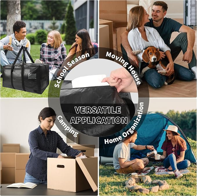 Heavy Duty Extra Large Moving Bags,58 Gallon Jumbo Packing Bags,Huge Moving Storage Bags with Strong Zippers & Carrying Handles,Reusable Big Moving Storage Bags for College Dorm Travel 2Pack