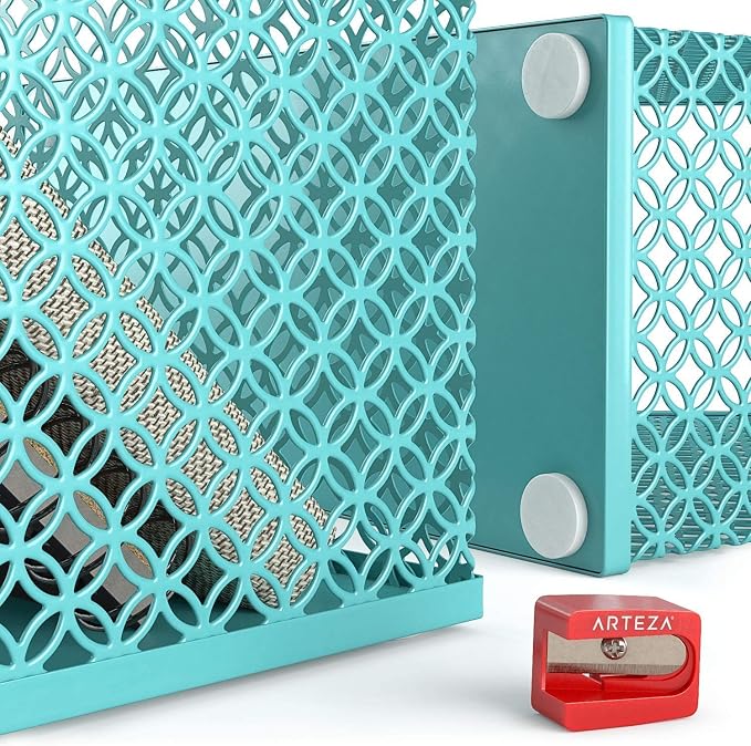 ARTEZA 6-Piece Teal Desk Accessories Set, Essential Desktop Organizer for Home Office, Includes Paper Organizer, Pencil Holder, Letter Sorter & More, Teal Office Supplies