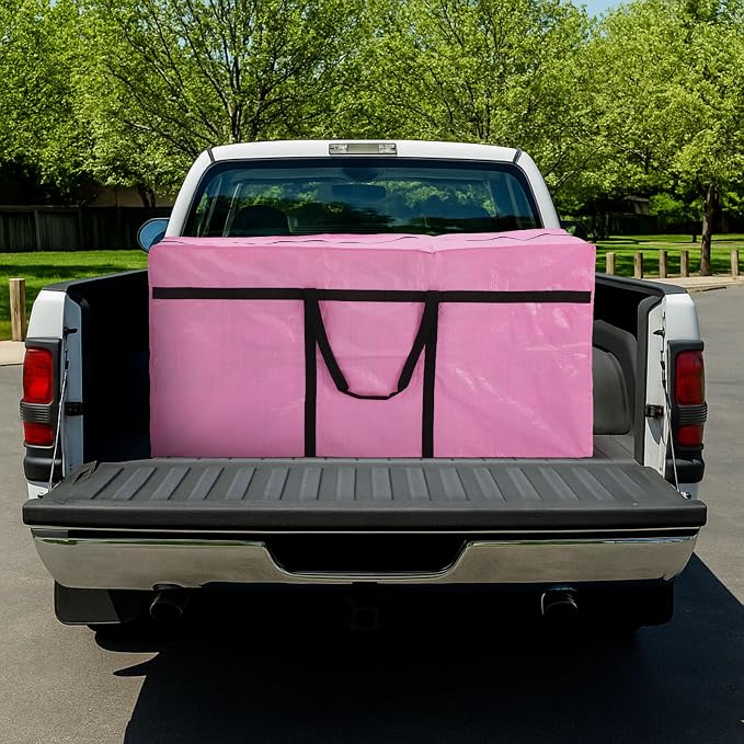 Windyun 4 Pack 75 Gallon Extra Large Moving Bags XXL Heavy Duty Storage Bag with Strong Zipper Handle Jumbo Big Tote Box Foldable for College Dorm Travel Clothes Duffle Blanket Pillow(Pink)