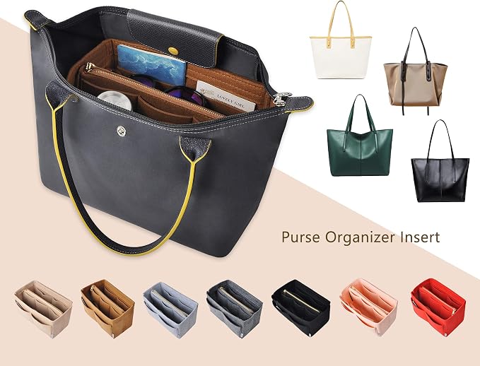 Vercord Felt Organizer Insert For Purse Handbag Tote Bag In Bag Inside Shaper Divider Neo Coffee Xlarge