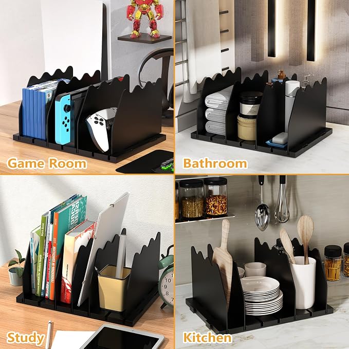 Ronlap Purse Storage Organizer for Closet Black Shelf Dividers Rack, 4 Pack | Black separators keep handbags, totes, clutches & purses upright & visible on shelves for closet storage and organization