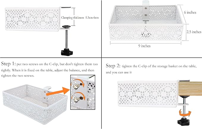 Clip-on Drawer organizers,desk organizer,can be clipped around the table to store small items (white)