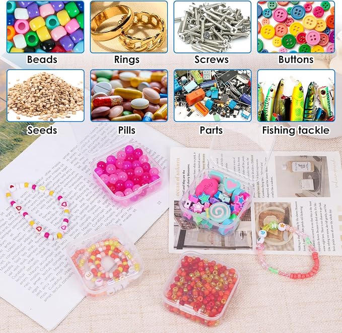 Bead Organizer Box 72 Pcs Small Clear Plastic Containers for Craft Jewelry