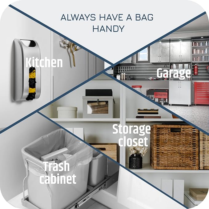 Manterio Plastic Bag Holder | Durable Plastic Wall Mount Kitchen Grocery Bag Storage Organizer | Smudge Proof, Fingerprint Resistant | Black