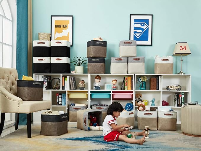DECOMOMO Cube Storage Bin 11x11, Fabric Storage Bins, Kallax Storage Cubes (Black & White, 4 Pack)
