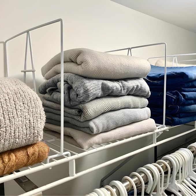 Evelots Wire Shelf Dividers -4 Pack- Closet Storage & Organization for Office/Pantry/Garage - Tall Shelf Separator - Easy Clip-No Tool - Solid Coated Steel