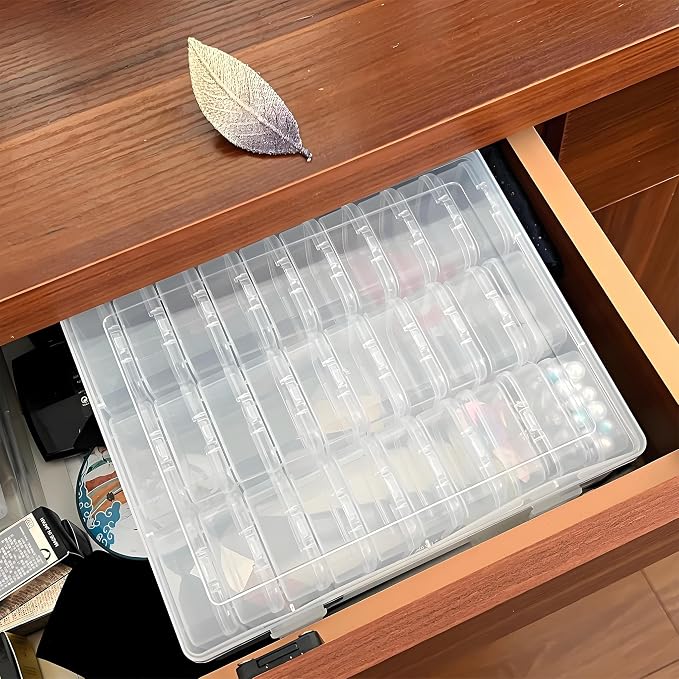 Bead Organizer Box,30Pcs Small Clear Plastic Bead Storage Containers, Craft Storage Box with Hinged Lid,1 sheet Labels, Mini Box for Jewelry Making DIY Bracelets Beading Nails Screws Seeds Small Parts