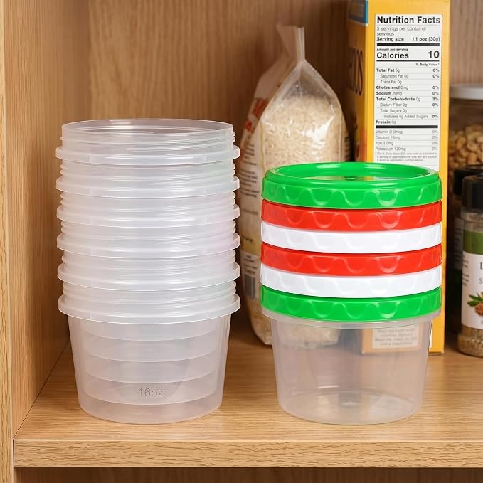 EONJOE 16oz Plastic Freezer Food Soup Containers with Lids, 2 Cup, 6pcs | Airtight & BPA-free for fresh food. Dishwasher/freezer safe, perfect for soup meal prep, portion control,snacks on-the-go