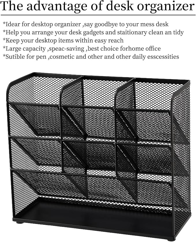 Marbrasse Mesh Desk Organizer, Multi-Functional Pen Holder, Desktop Stationary Organizer, Storage Rack for School Home Office Art Supplies (Mesh Pen Holder)