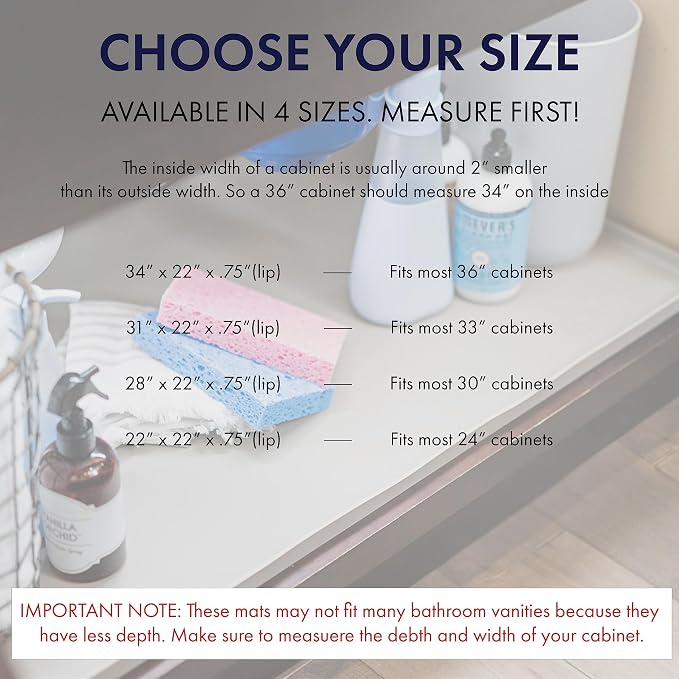 BASIN - Heavy Duty Under Sink Mat - The Original Silicone Under Sink Mats for Kitchen Waterproof - Under Sink Tray for Kitchen Waterproof - Under Sink Cover Cabinet Liner Gray 22x22