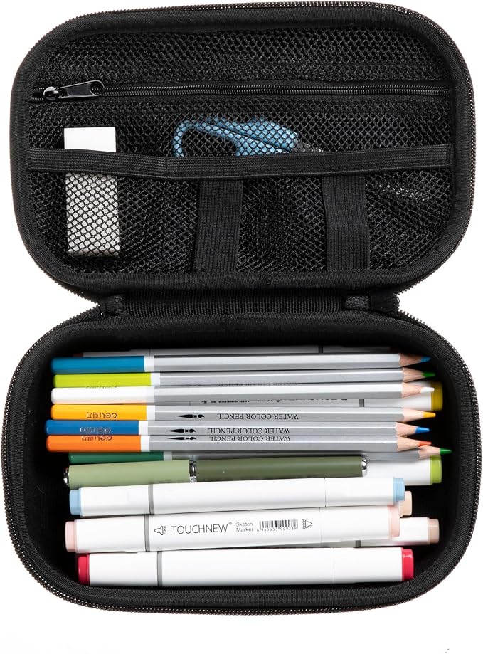ZIPIT Black Carbon Pencil Case, EVA Pencil Box, Durable Storage Organizer, School Supplies and Cable Holder