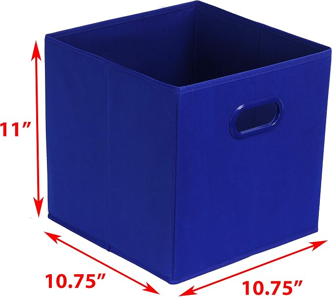 Simple Houseware Foldable Cube Storage Bins with Handles, 11-Inch, Dark Blue, 6-Pack, Fabric Cubes Organizer for Closet or Shelves