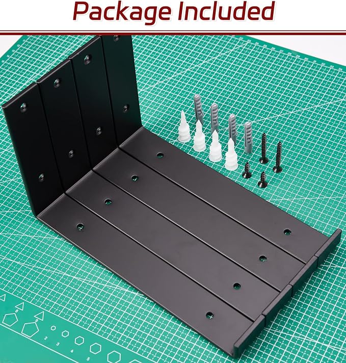 8-Pack - 9.25" L x 6" H x 1.5" W Shelf Bracket, 1/5” Thick Iron Metal Wall Rustic Industrial J Lip Floating Shelf Bracket