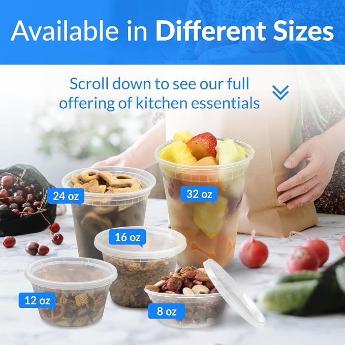 Reli. Leak-Proof Deli Containers 25 Sets, 16 oz | Meal Prep & Food Storage | Leak-Proof Lids, Meal Prep Ready, Space-Saving and Stackable Soup Containers, BPA Free Deli Food Storage, Microwave Safe