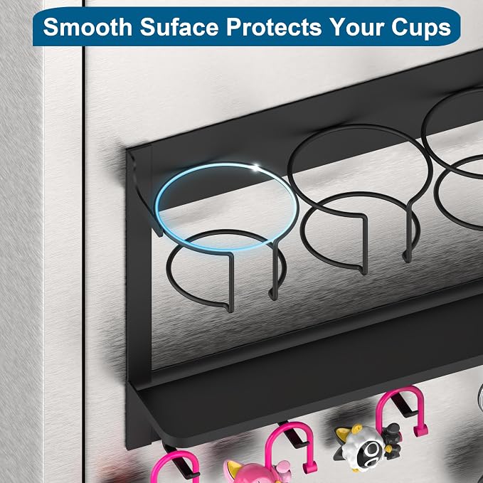 EASTTOWEST Magnetic Cup Storage Organizer Holder for Stanley 30/40 oz Tumbler,Strong Magnetic Rack for Fridge(Black, 3CUPS)