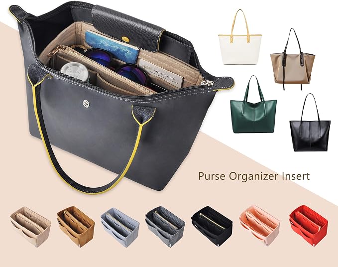 Vercord Felt Organizer Insert for Purse Handbag Tote Bag in Bag Inside Shaper Divider Neo Beige Xlarge