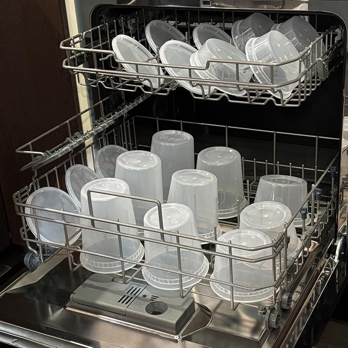 TashiBox 48 Sets 32 oz Plastic Deli Containers with Lids - Clear Airtight Food Storage & Meal Prep Containers, BPA Free, Stackable, Leakproof, Microwave & Freezer Safe