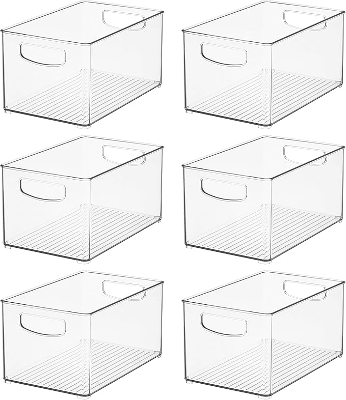 iDesign Stackable Clear Plastic Bin, 6-Pack | Kitchen Organizers and Storage, For Fridge and Pantry