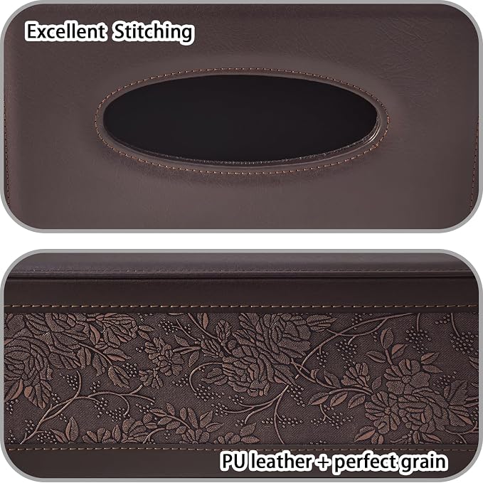 PU Leather Tissue Box Cover Tissue Box Holder Rectangle Tissues Organizer with Magnetic Bottom,Decorative Napkin Caddy for Vanity Dresser Night Stand Table Countertop Home Office Car,Retro