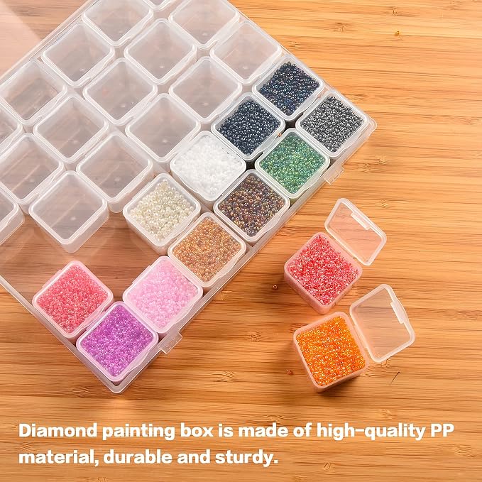 FULLCASE 30-Grid Diamond Painting Storage Box with Clear Containers - Portable Bead Organizer for Diamond Art, Nail Supplies & DIY Crafts (Box Only, No Beads)
