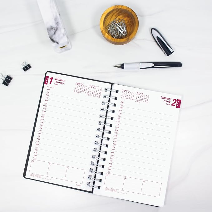 Brownline® 2026 DuraFlex Daily/Monthly Planner, Appointment Book, 12 Months, January to December, Twin-Wire Binding, 8" x 5", Black (CB634V.BLK-26)