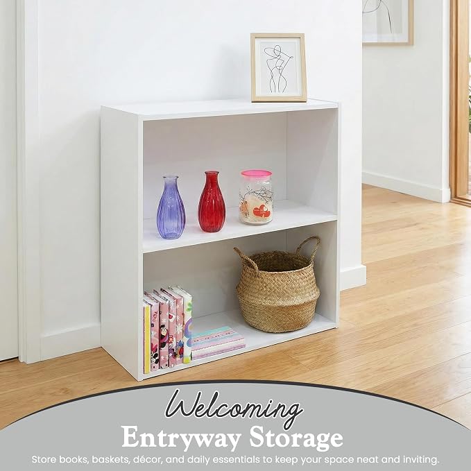 KB Designs - Wood Bookcase Storage Organizer – 2 Tier Shelf Wood Shelf for Books & Decor, Compact Shelf Storage Organizer for Bedroom, Kids Room & Home Office