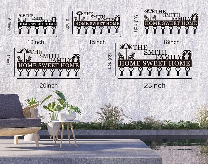 Umbrella Summer Beach Key Holder for Wall, Key Holder with Family Name, Key Hanger Decor for Kitchen, Entryway, Hallway, Office, Doorway Housewarming Gifts New Home