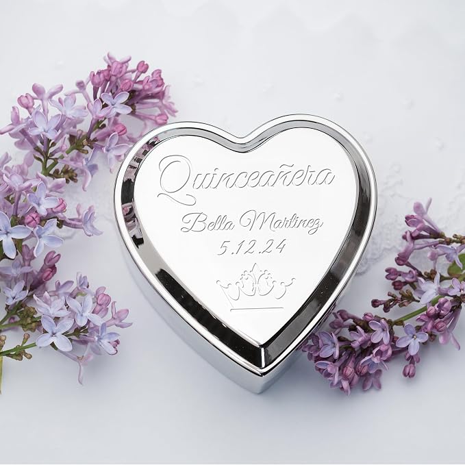 Cherished Moments Personalized Quinceañera Jewelry Box, Heart Keepsake