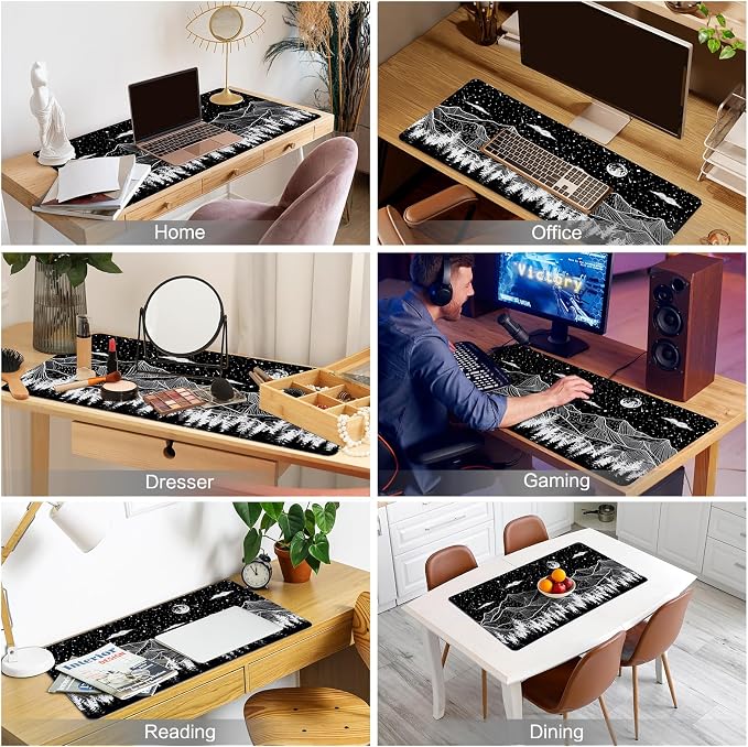 Lokigo Black Desk Pad, Office Desk Mat, Large Mouse Pad Gaming, Waterproof Laptop DeskPad for Office and Home, Black, 31.5" x 15.7"