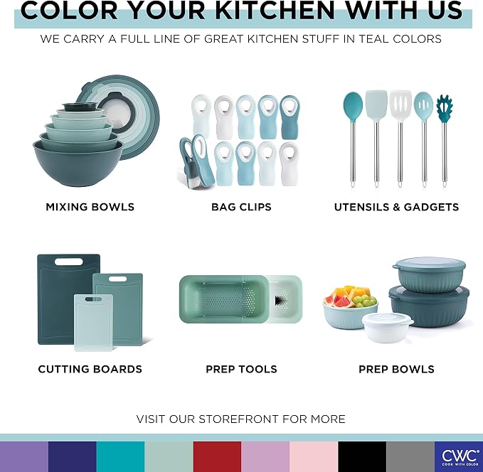 COOK WITH COLOR Food Clips - Wide Heavy Duty Chip Clips, Large Bag Clips for Food Storage with Air Tight Seal Grip, Pack of 4, Teal