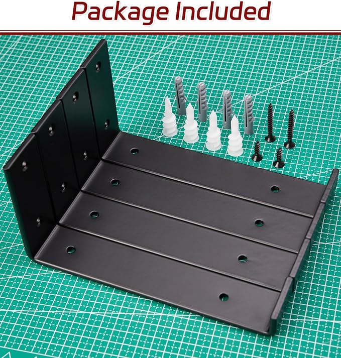 12-Pack 7.25" L x 4" H x 1.5" W Shelf Bracket, 1/5” Thick Iron Metal Wall Rustic Industrial J Lip Floating Shelf Bracket