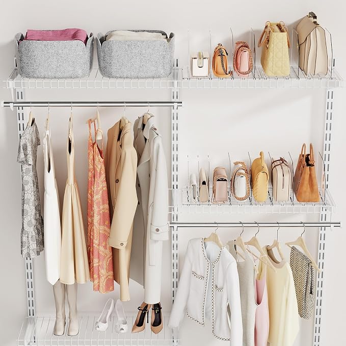 Purse Organizer for Closet, Shelf Divider Adjustable Clear Acrylic Handbag Storage, Bag Storage Separators, Keep Handbag & Books Neat and Upright in Bedroom, Office