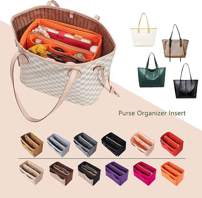 Vercord Felt Organizer Insert For Purse Handbag Tote Bag In Bag Inside Shaper Divider Neo Orange X-Large