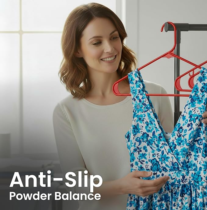 Utopia Home Plastic Hangers 50 Pack – Built-in Strap Hooks Red | Space saving | Durable & strong | Closet organizer | Clothes hangers | Ideal for shirts, pants, skirts & coats