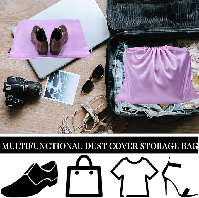 GONGKANGYUAN 12 Pcs Dust Bags for Purses and Handbags Satin Purse Storage Organizer With Drawstring Closure Handbag Protector (Violets)