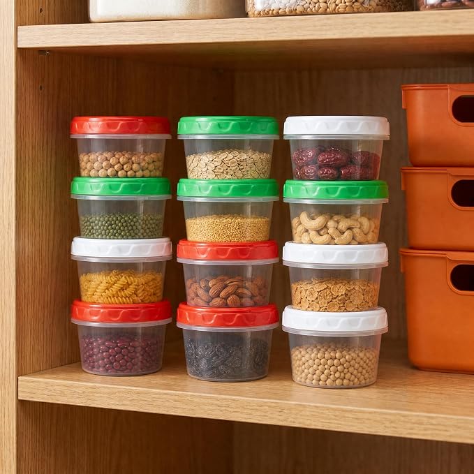 EONJOE 8oz Small Plastic Freezer Food Containers with Lids, 1 Cup, 12pcs | Airtight & BPA-free for fresh food. Dishwasher/freezer safe, perfect for daily meal prep, portion control,snacks on-the-go.