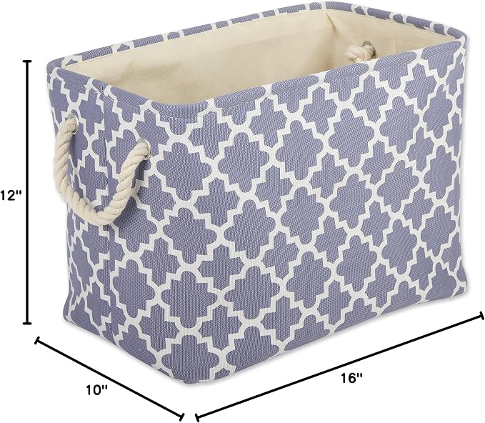 DII Polyester Container with Handles, Lattice Storage Bin, Medium, Stonewash Blue