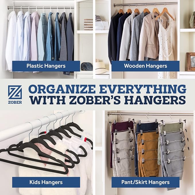 Zober Premium Quality Space Saving Luxurious Velvet Hangers Strong and Durable Hold Up to 10 Lbs - 360 Degree Chrome Swivel Hook - Ultra Thin Non Slip Suit Hangers, Royal Red/Burgundy - 50 Pack