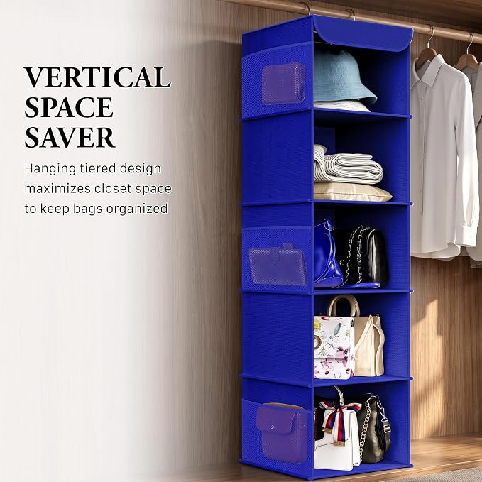 Simple Houseware 5 Shelf Hanging Closet Organizer, Dark Blue