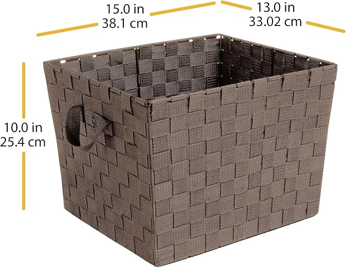 Whitmor Woven Strap Storage Tote Java Brown 13 by 15 by 10"
